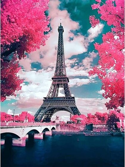 Landscape |  Eiffel Tower Dressed in Flowers 60x75cm(24×29.5in) Landscape Landscape