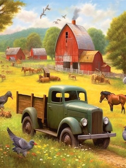 Landscape |  Farm Scene – Paint by Numbers Kit 60x75cm(24×29.5in) Landscape Landscape