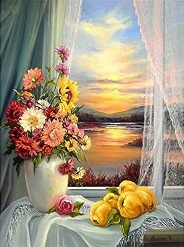 Landscape |  Flowers in Vase at Sunset 60x75cm(24×29.5in) Landscape Landscape