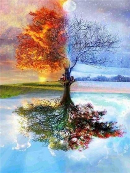 Landscape |  Four Seasons Tree – Paint by Numbers Kit 60x75cm(24×29.5in) Landscape Landscape