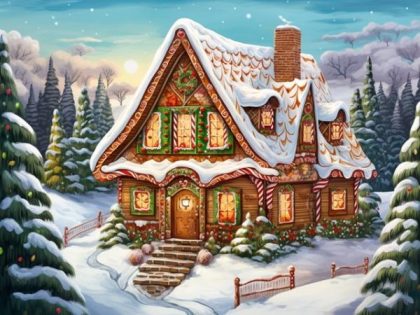 Landscape |  Gingerbread House 60x75cm(24×29.5in) Landscape Landscape