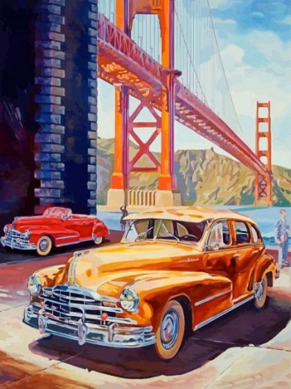 Landscape |  Golden Gate and Cars 60x75cm(24×29.5in) Landscape Landscape