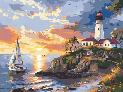 Landscape |  House and the Lighthouse – Paint by Numbers Kit 60x75cm(24×29.5in) Landscape Landscape