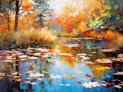 Landscape |  Impressionist Colorful Pond in Fall – Paint by Numbers Kit 60x75cm(24×29.5in) Landscape Landscape