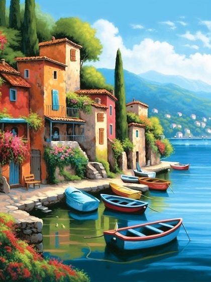 Landscape |  Italian Village – Paint by Numbers Kit 60x75cm(24×29.5in) Landscape Landscape