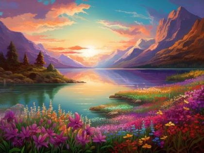 Landscape |  Lake in Alps – Paint by Numbers Kit 60x75cm(24×29.5in) Landscape Landscape