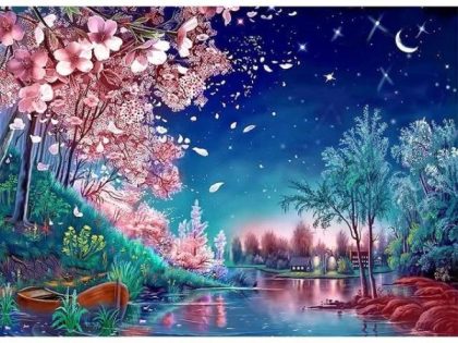 Landscape |  Magical Blossoming Night – Paint by Numbers Kit 60x75cm(24×29.5in) Landscape Landscape