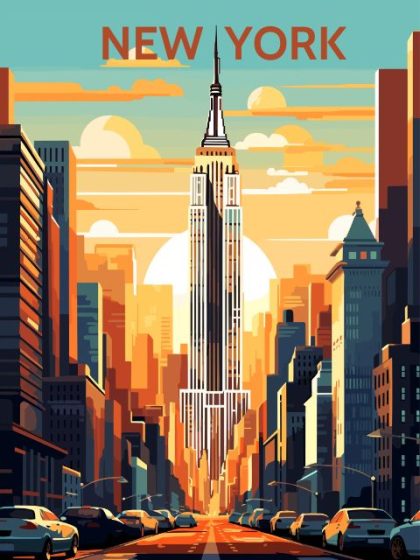 Landscape |  New York Poster – Paint by Numbers 40x50cm(16x20in) Landscape Landscape