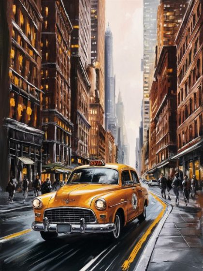 Landscape |  New York Taxi 60x75cm(24×29.5in) Landscape Landscape