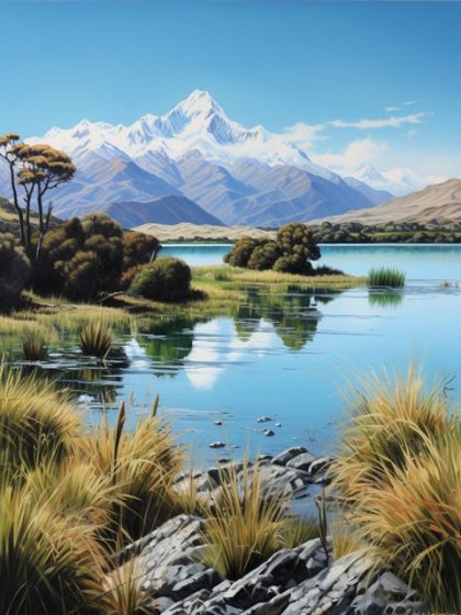 Landscape |  New Zealand Lake Landscape – Paint by Numbers Kit 60x75cm(24×29.5in) Landscape Landscape