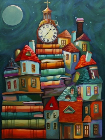 Landscape |  Night Book Houses 60x75cm(24×29.5in) Landscape Landscape