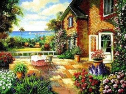 Landscape |  Old House by the Sea – Paint by Numbers Kit 60x75cm(24×29.5in) Landscape Landscape