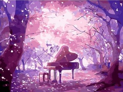 Landscape |  Piano in Spring Blossom – Paint by Numbers Kit 60x75cm(24×29.5in) Landscape Landscape