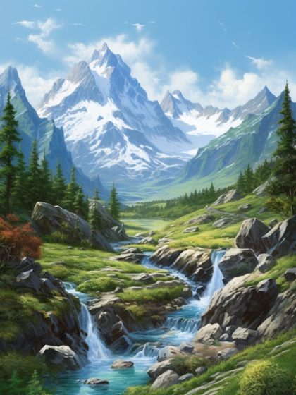 Landscape |  Rocky Mountains Valley Scenery – Paint by Numbers Kit 60x75cm(24×29.5in) Landscape Landscape