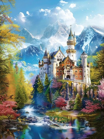 Landscape |  Romantic Fairytale Castle 60x75cm(24×29.5in) Landscape Landscape