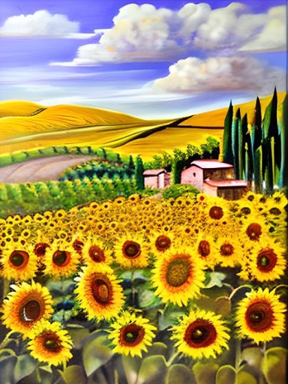 Landscape |  Sunflowers Scenery – Paint by Numbers Kit 60x75cm(24×29.5in) Landscape Landscape