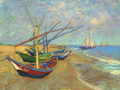 Landscape |  Van Gogh – Fishing Boats on the Beach 60x75cm(24×29.5in) Landscape Landscape