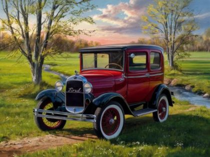 Landscape |  Vintage Red Ford Model A – Paint by Numbers Kit 60x75cm(24×29.5in) Landscape Landscape