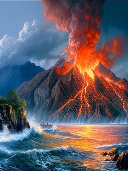 Landscape |  Volcano – Paint by Numbers Kit 60x75cm(24×29.5in) Landscape Landscape