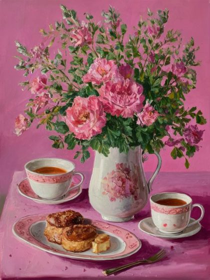 Love |  Breakfast Harmony in Pink 60x75cm(24×29.5in) Love Love