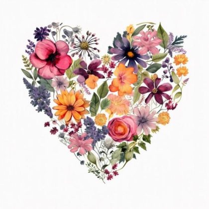 Love |  Floral Heart 60x60cm(23.5×23.5in) Love Love