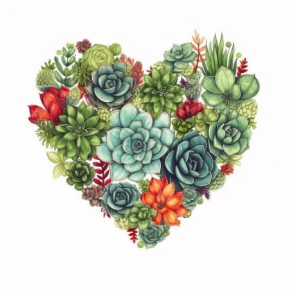 Love |  Succulent Heart 60x60cm(23.5×23.5in) Love Love