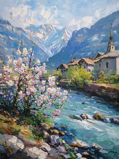 Mountain |  Alpine Blossom Charm 60x75cm(24×29.5in) Landscape & Nature Mountain