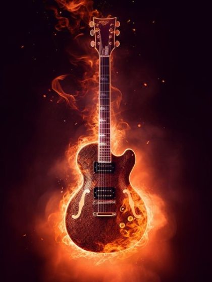 Music |  Burning Guitar 60x75cm(24×29.5in) Music Music