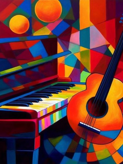 Music |  Guitar and Piano 60x75cm(24×29.5in) Style Music