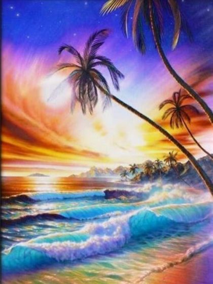 Ocean |  Colorful Beach – Paint by Numbers Kit 60x75cm(24×29.5in) Landscape & Nature Ocean