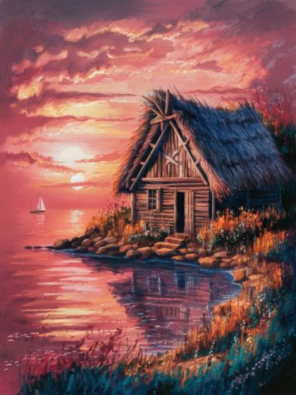 Ocean |  Hut by the Sea 60x75cm(24×29.5in) Landscape & Nature Ocean