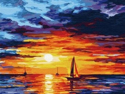 Ocean |  Ocean Sunset – Paint by Numbers Kit 60x75cm(24×29.5in) Landscape & Nature Ocean