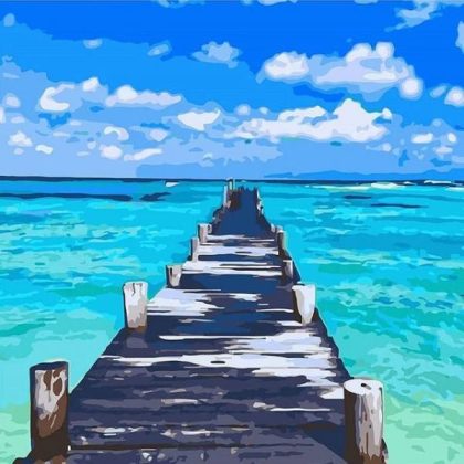 Ocean |  Pier Turquoise See – Paint by Numbers Kit 60x60cm(23.5×23.5in) Landscape & Nature Ocean