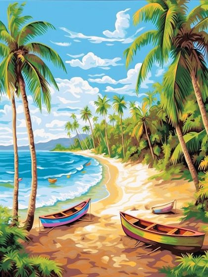 Ocean |  Tropical Island 60x75cm(24×29.5in) Landscape & Nature Ocean