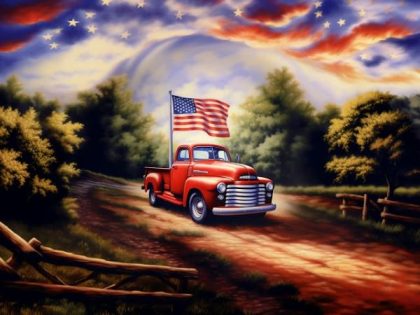 Patriotic Kits |  Red Truck American Flag – Paint by Numbers Kit 60x75cm(24×29.5in) Patriotic Patriotic Kits