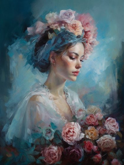 People Kits |  Bride with Flowers 60x75cm(24×29.5in) People People Kits