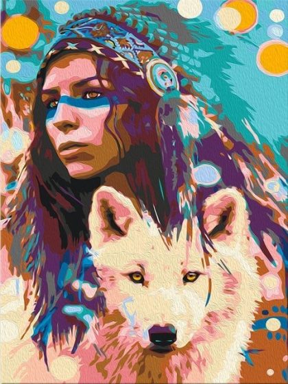 People Kits |  Indian Wolf Girl 60x75cm(24×29.5in) People People Kits