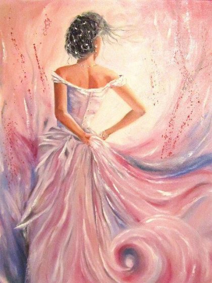 People Kits |  Lady in Pink Dress 60x75cm(24×29.5in) People People Kits