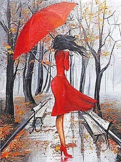 People Kits |  Lady in Rain 60x75cm(24×29.5in) People People Kits