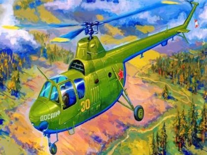 Plane |  Green Helicopter 60x75cm(24×29.5in) Plane Plane