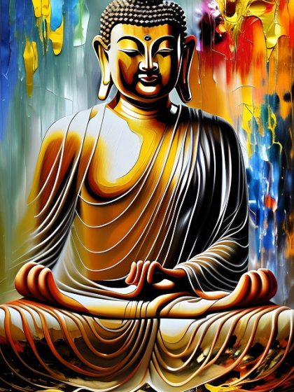 Religious Kits |  Colorful Buddha in Deep Meditation 60x75cm(24×29.5in) Religious Religious Kits