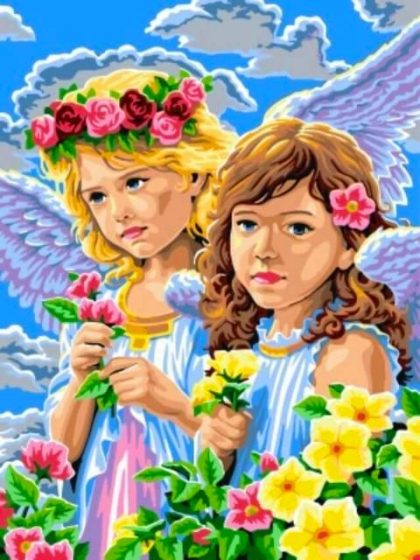 Religious Kits |  Girl Angels – Paint by Numbers Kit 60x75cm(24×29.5in) Religious Religious Kits