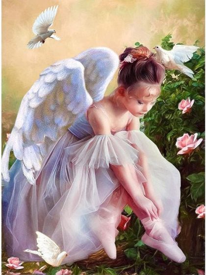 Religious Kits |  Little Angel Girl – Paint by Numbers Kit 60x75cm(24×29.5in) Religious Religious Kits