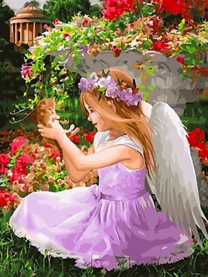 Religious Kits |  Purple Little Angel – Paint by Numbers Kit 60x75cm(24×29.5in) Religious Religious Kits