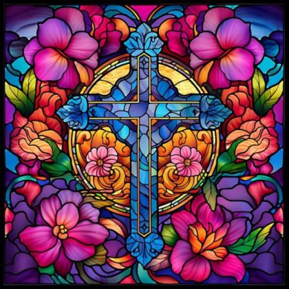 Religious Kits |  Stained Glass Sanctuary 60x60cm(23.5×23.5in) Religious Religious Kits