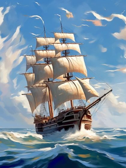 Sailboat |  Sailboat Cruise – Paint by Numbers 60x75cm(24×29.5in) Sailboat Sailboat