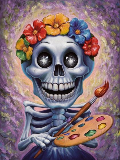 Skull |  Grinning Cheerful Skull – Paint by Numbers Kit 60x75cm(24×29.5in) Fantasy Skull