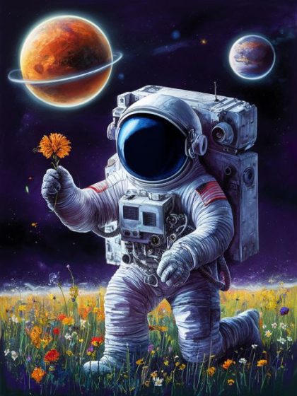 Space |  Astronaut Bringer of Hope 60x75cm(24×29.5in) Landscape & Nature Space