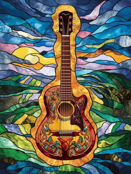 Stained Glass |  Stained Glass Guitar Melody 60x75cm(24×29.5in) Stained Glass Stained Glass