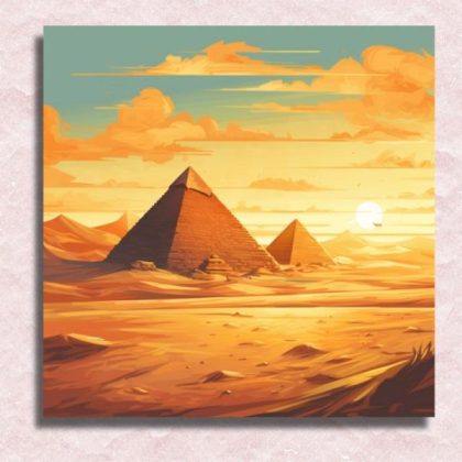 Sunset |  Egyptian Pyramids 20x20cm(8x8in) Landscape & Nature Sunset